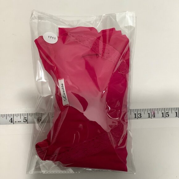 Hot Pink Women Plus Size Short Kaftan Laritta Lace Trim V-Neckline Loose Fit - Picture 7 of 7